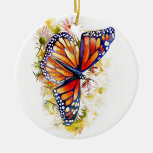 Adorno De Cerámica Mariposa monarca floral