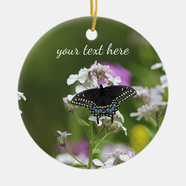 Adorno De Cerámica Mariposa negra del swallowtail (Frente)