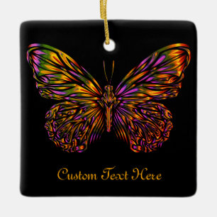 Adorno De Cerámica Mariposa Neon Rainbow personalizada