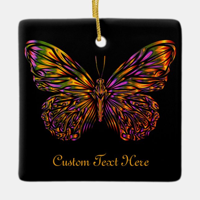 Adorno De Cerámica Mariposa Neon Rainbow personalizada (Anverso)