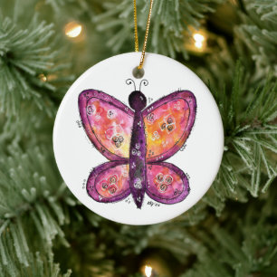 Adorno De Cerámica Mariposa púrpura caprichosa