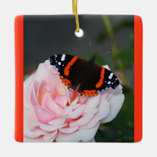 Adorno De Cerámica Mariposa roja almirante (Anverso)