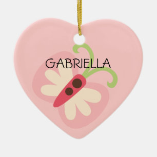 Adorno De Cerámica Mariposa rosada con el corazón conocido