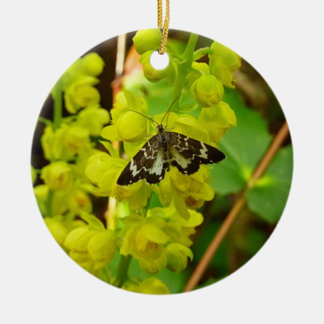 Adorno De Cerámica Mariposa secuoya y flores silvestres (Frente)