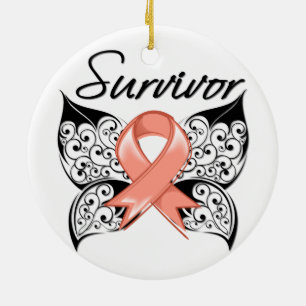 Adorno De Cerámica Mariposa uterina del superviviente del cáncer