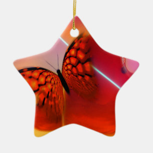 Adorno De Cerámica Mariposa y corazón