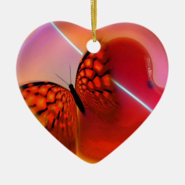 Adorno De Cerámica Mariposa y corazón (Frente)