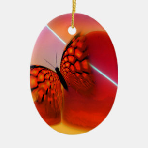 Adorno De Cerámica Mariposa y corazón