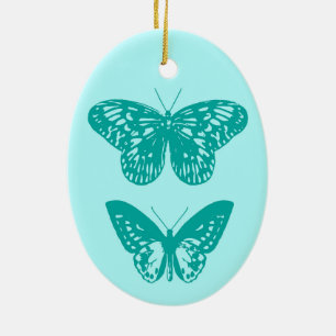 Adorno De Cerámica Mariposas Aqua y Turquesa