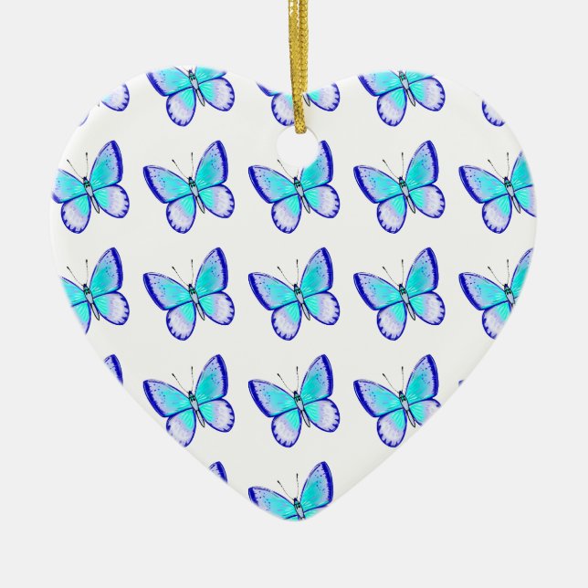 Adorno De Cerámica Mariposas azules bonitas (Frente)