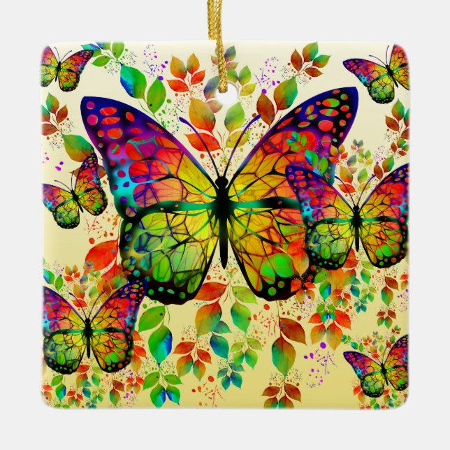 ADORNO DE CERÁMICA MARIPOSAS DE PRIMAVERA DE COLORIDO (Anverso)