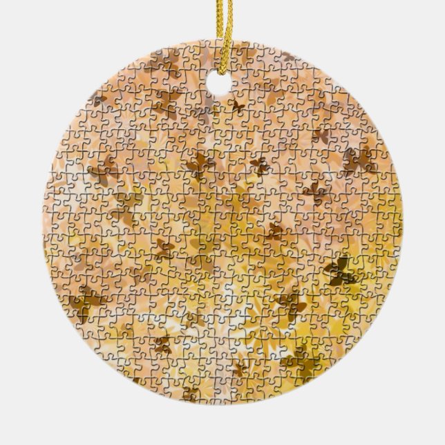 Adorno De Cerámica Mariposas de rompecabezas y Daisies-Browns de STay (Frente)