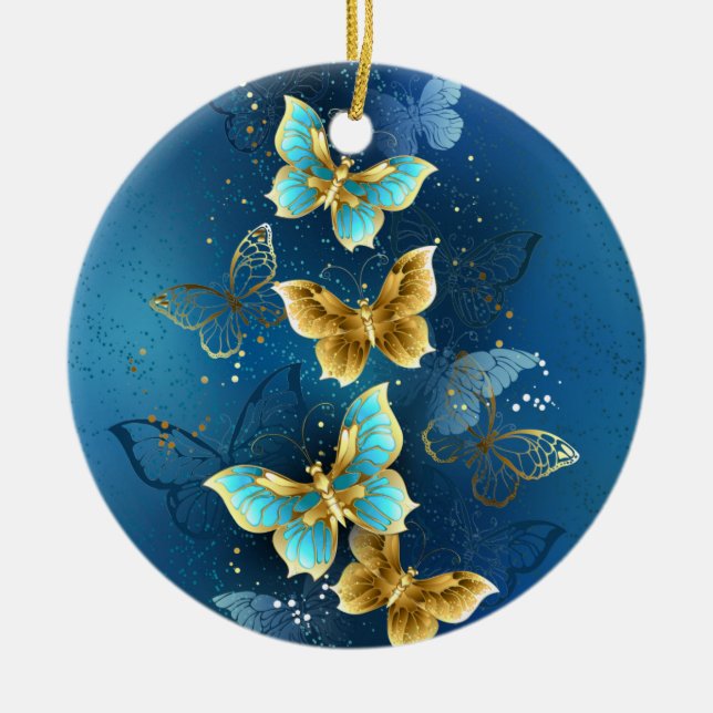 Adorno De Cerámica Mariposas doradas (Frente)