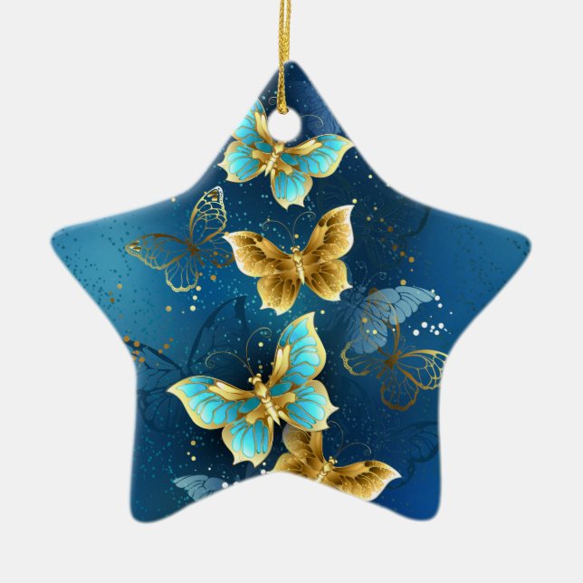 Adorno De Cerámica Mariposas doradas (Frente)
