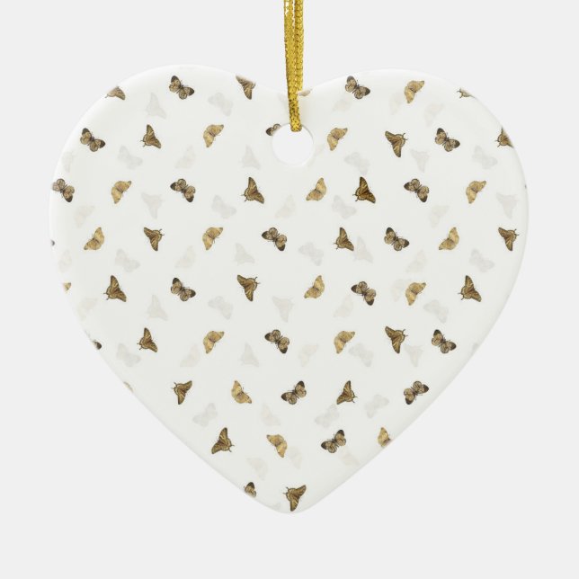Adorno De Cerámica Mariposas elegantes de oro blanco (Frente)