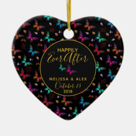 Adorno De Cerámica Mariposas Felices Nunca Después De Un Boda