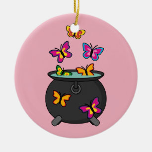 Adorno De Cerámica Mariposas mágicas de un Cauldron