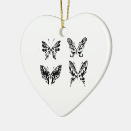 Adorno De Cerámica Mariposas Negras Y Blancas