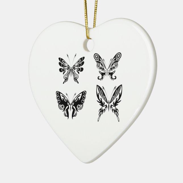 Adorno De Cerámica Mariposas Negras Y Blancas (Izquierda)