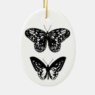 Adorno De Cerámica Mariposas Negro y Blanco