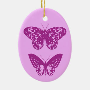 Adorno De Cerámica Mariposas Orquídea y Ametista Púrpura