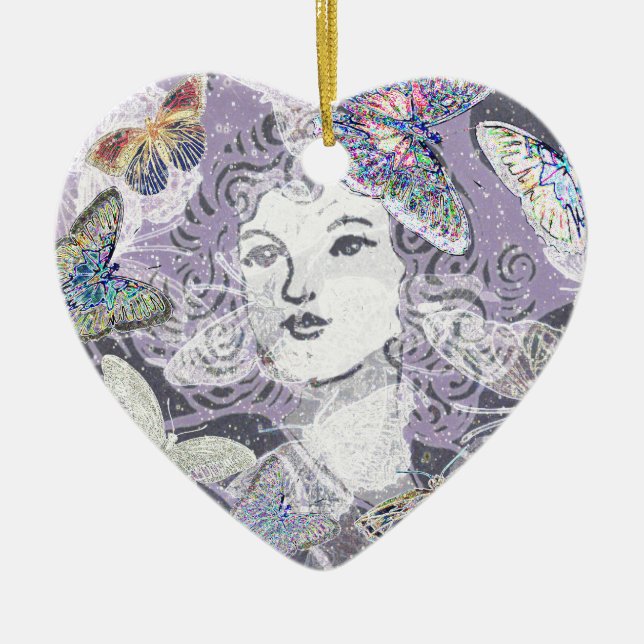 Adorno De Cerámica Mariposas púrpuras (Frente)