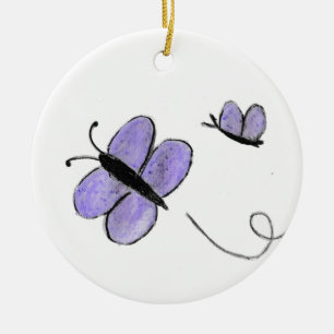 Adorno De Cerámica Mariposas púrpuras