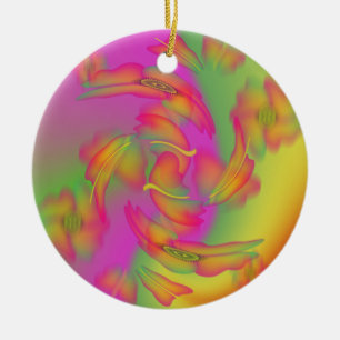 Adorno De Cerámica Mariposas y flores