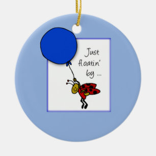 Adorno De Cerámica Mariquita Con Globo Azul, Pensando en Ti