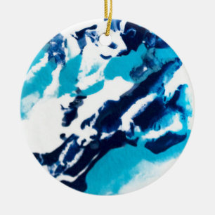 Adorno De Cerámica Mármol de líquido azul y blanco