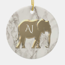 Mármol Monograma Elefante de Oro