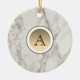 Adorno De Cerámica Mármol y Inicial Elegante de Oro