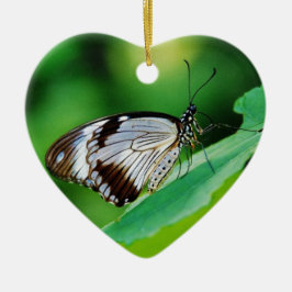 Adorno De Cerámica Marrón oscuro y mariposa gris