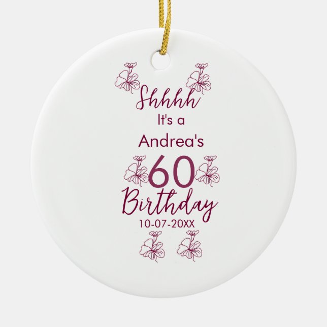Adorno De Cerámica Marron white mauve shhhh nombre floral de 60 años (Frente)