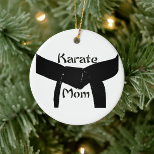 Adorno De Cerámica Martial Arts Black Belt Karate Mom