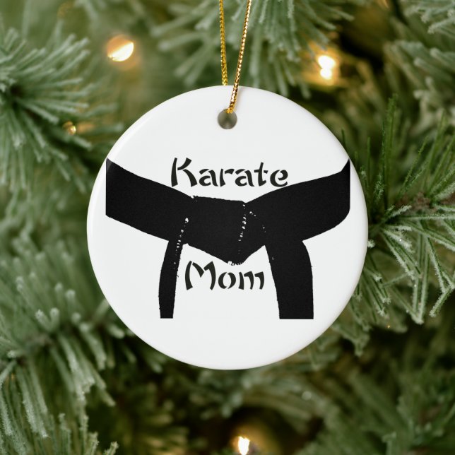 Adorno De Cerámica Martial Arts Black Belt Karate Mom (Árbol)