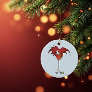 Adorno De Cerámica Martini Fantasy Red Dragon