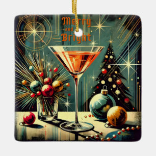 Adorno De Cerámica Martini: Navidades merry y brillantes de los Retro