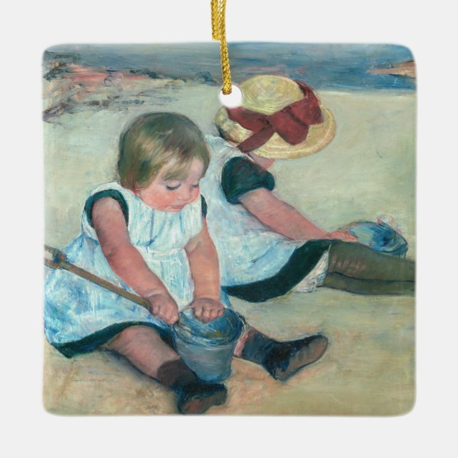 Adorno De Cerámica Mary Cassatt - Niños jugando en la playa (Anverso)