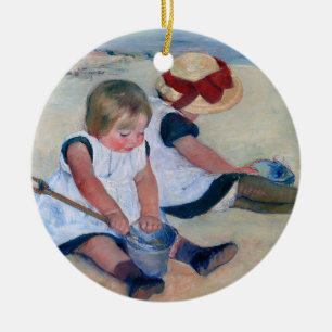 Adorno De Cerámica Mary Cassatt Niños jugando en la playa 1884