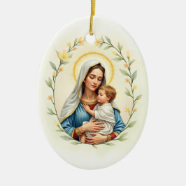 Adorno De Cerámica Mary Mother of God Peace and Blessings Scripture