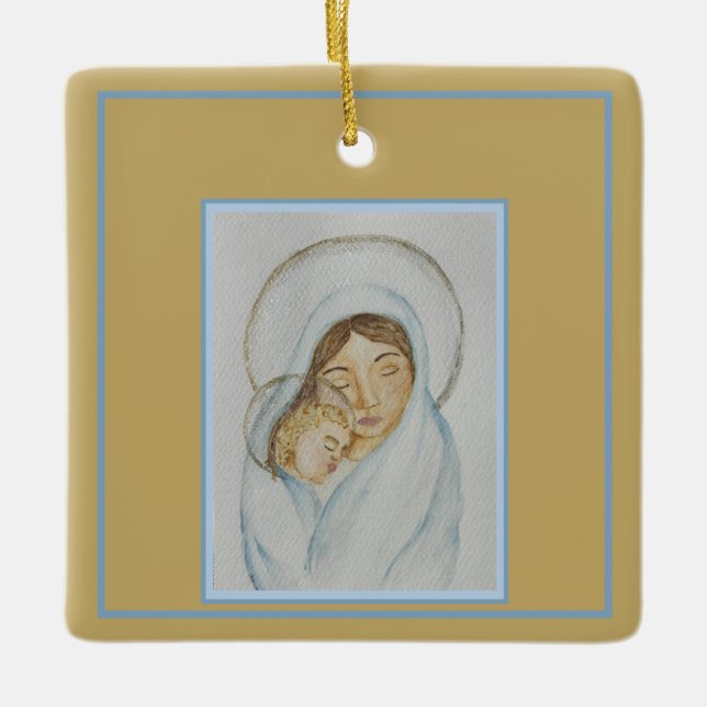 Adorno De Cerámica Mary’s Mantle & Child Christmas (Anverso)