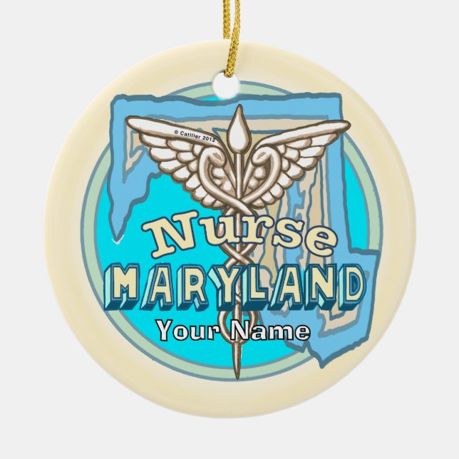 Adorno De Cerámica Maryland Nurse Caduceus  (Frente)