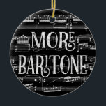 Adorno De Cerámica Más baritone Chalkboard - Cantante blanco negro<br><div class="desc">Un diseño más elegante de Baritone con efecto de pizarra con fondo musical de hojas de notación en blanco y negro.</div>