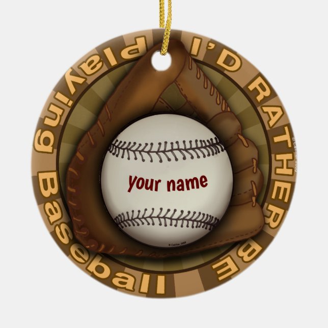 Adorno De Cerámica Más bien jugar al béisbol (Frente)