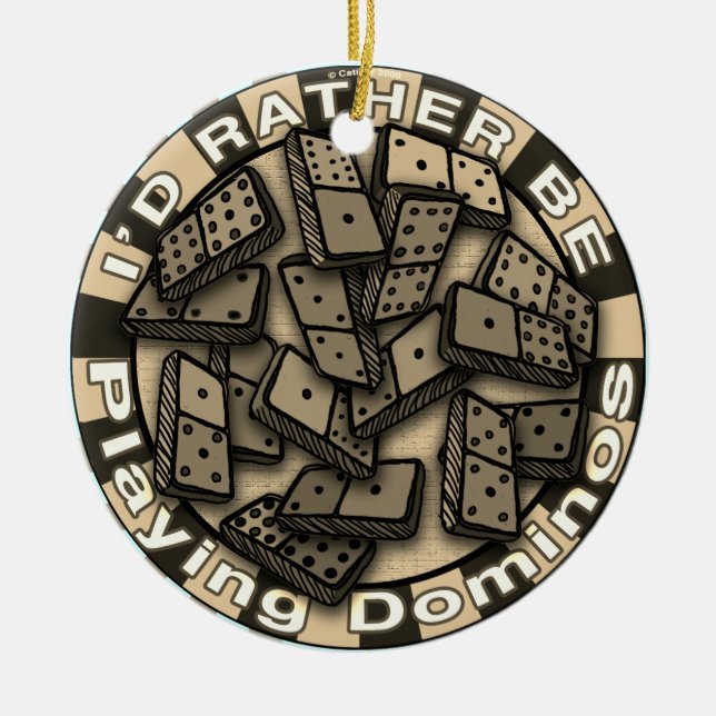 Adorno De Cerámica Más bien tocar dominoes (Frente)
