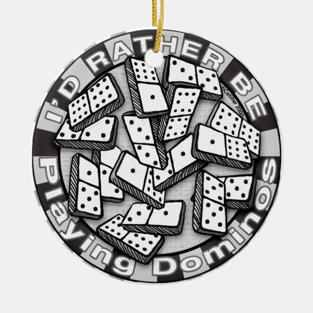 Adorno De Cerámica Más bien tocar dominoes (Frente)