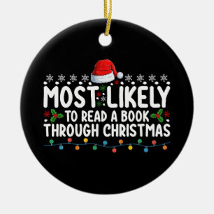 Adorno De Cerámica Más Probable De Leer Un Libro Hasta Navidad