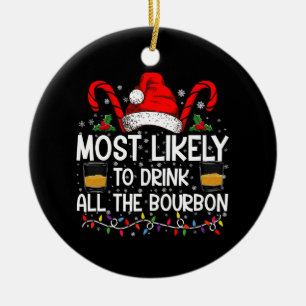 Adorno De Cerámica Más Probable Que Beba Todo El Bourbon Navidad