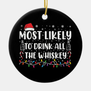 Adorno De Cerámica Más Probable Que Beba Todo El Whisky Navidad Famil